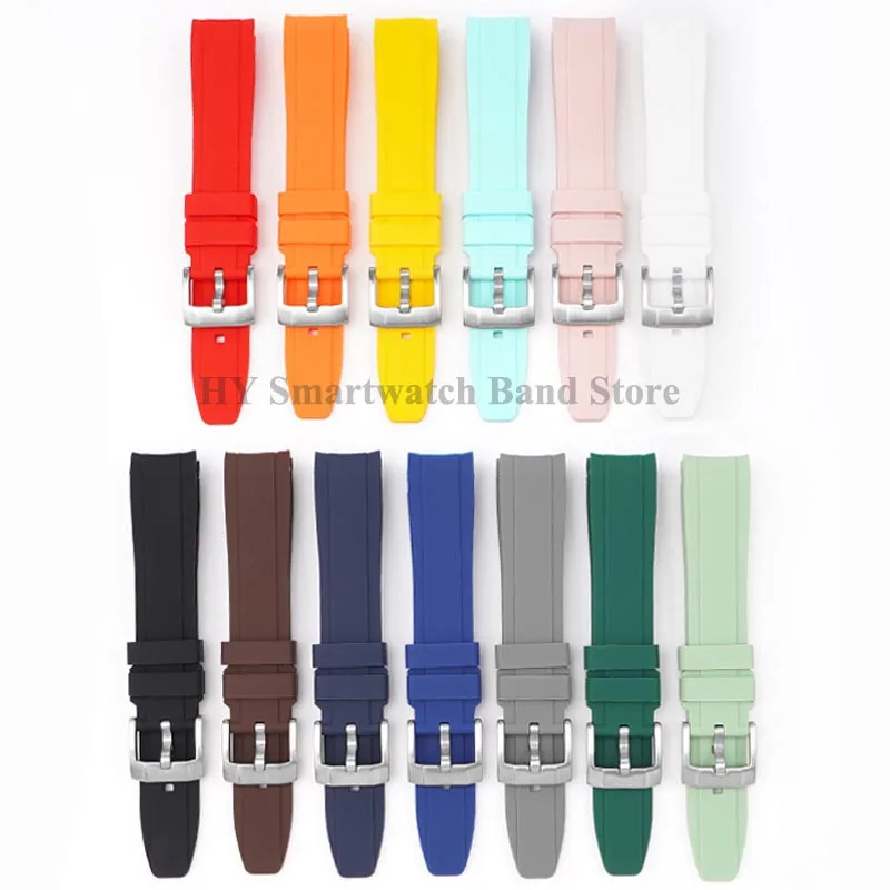 Waterproof Rubber Sport Watch Strap with Curved Design and Metal Pin Clasp