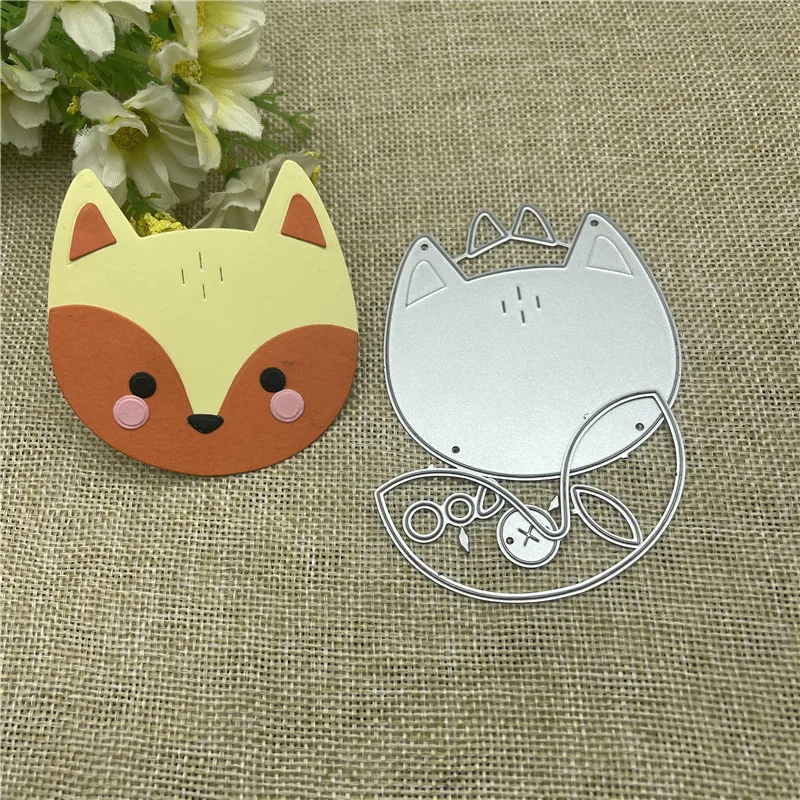 Fox Frame Metal Cutting Dies Mold Round Hole Label Tag Scrapbook Paper Craft Knife Mold Blade Punch Stencil Dies