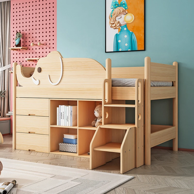 

Solid Wood Modern Children Beds Loft Storage Space Double Children Beds Slide Twin Letto Bambini Bedroom Furniture YQ50CB