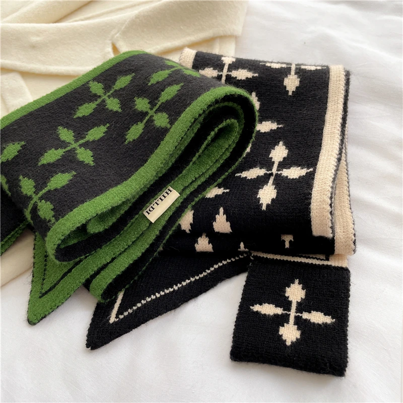 Marke Winter Kaschmir Gestrickte Schal für Frauen Design Drucken Warme Halstuch Bandana Dame Lange Dünne Schals Hals Krawatte_voghion.com
