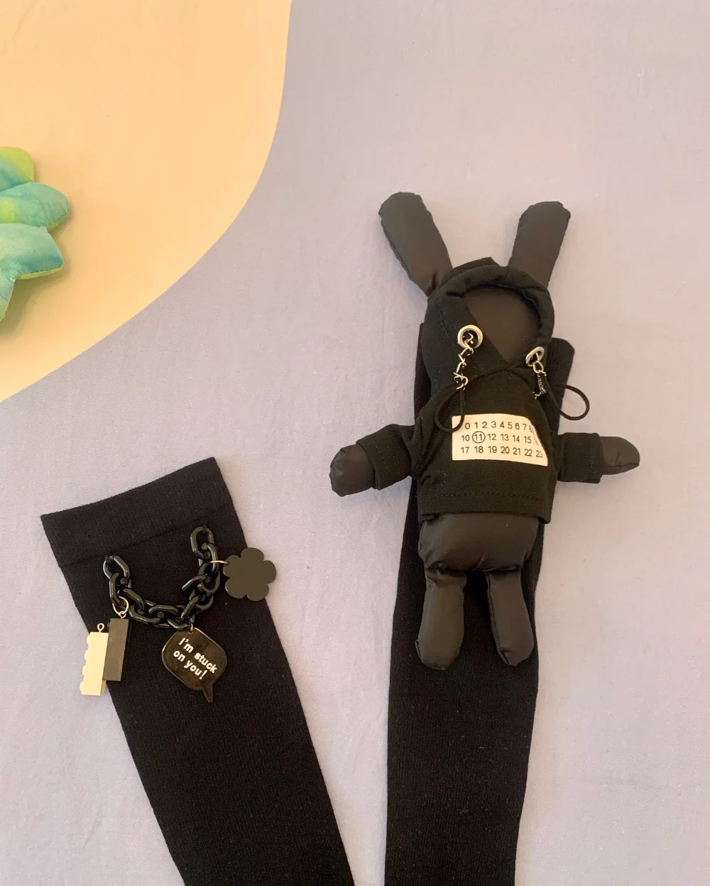 Handmade Socks Series Deconstruction Chain Three-Dimensional Doll European American Personalized Dark Female Kawaii Stockings