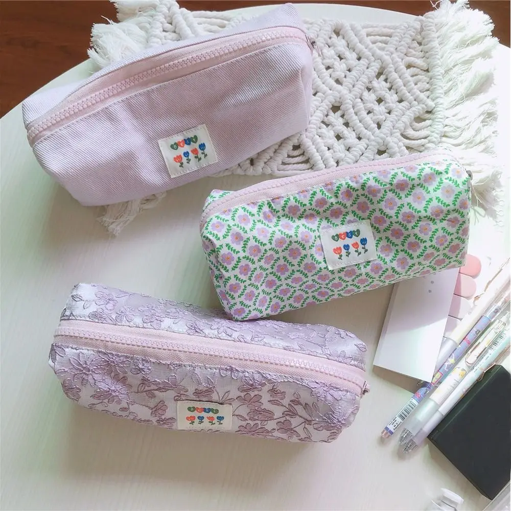 

Simple Large Capacity Portable Canvas Storage Bag Cosmetic Bag Zipper Pencil Bag Stationery Pouch