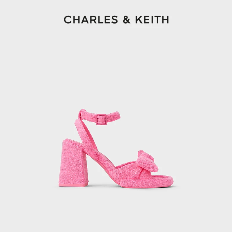 

Новые весенние женские бархатные босоножки CHARLES & KEITH24 с открытым носком и бантом на высоком каблуке