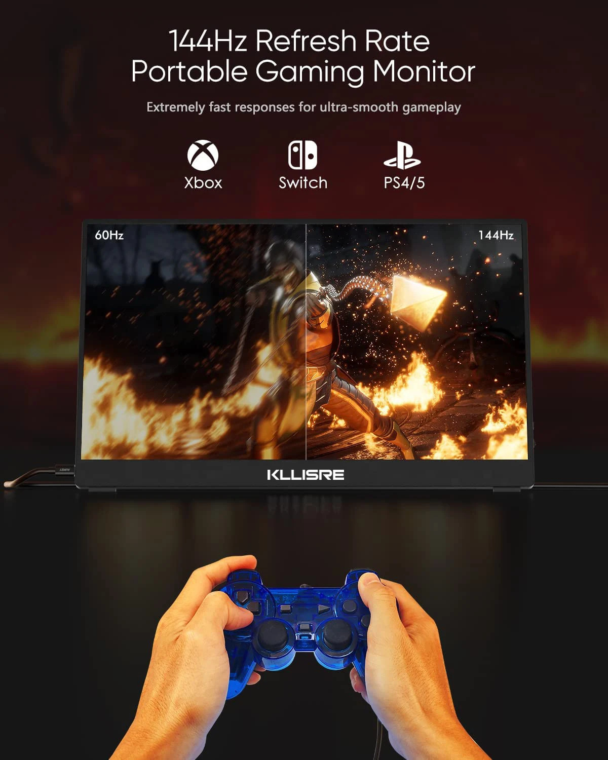 Kllisre-16 ġ 1080P 2K 4K 60Hz 144Hz ޴ , 16:9 100% sRGB 500Cd, m ÷  ȭ Ʈ Mac ȭ Xbox PS4