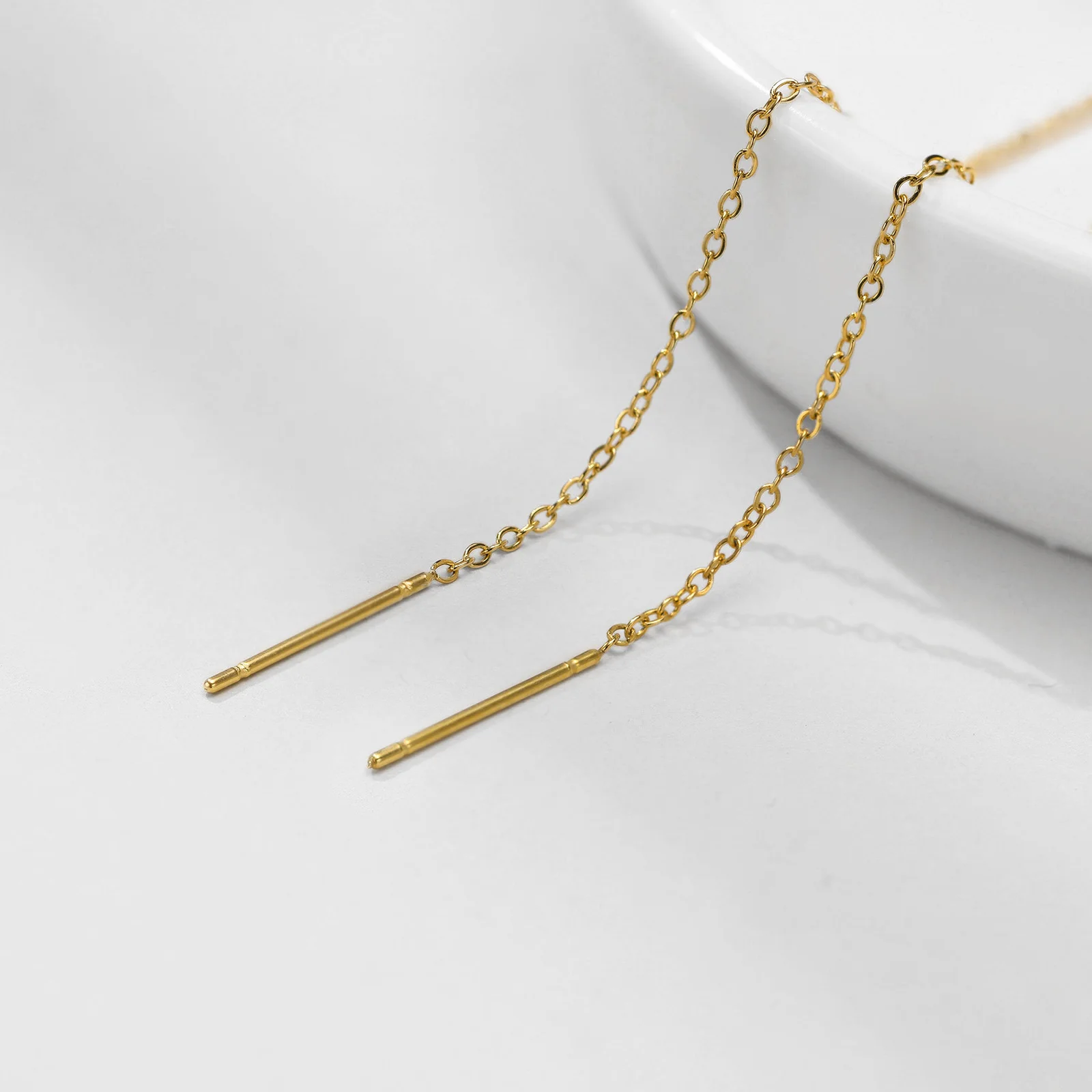 Vnox Delicate Japan Korean Long Tassel Linear Chain Earrings for Women, Stainless Steel Ear Line Threader Dangle Earring 5