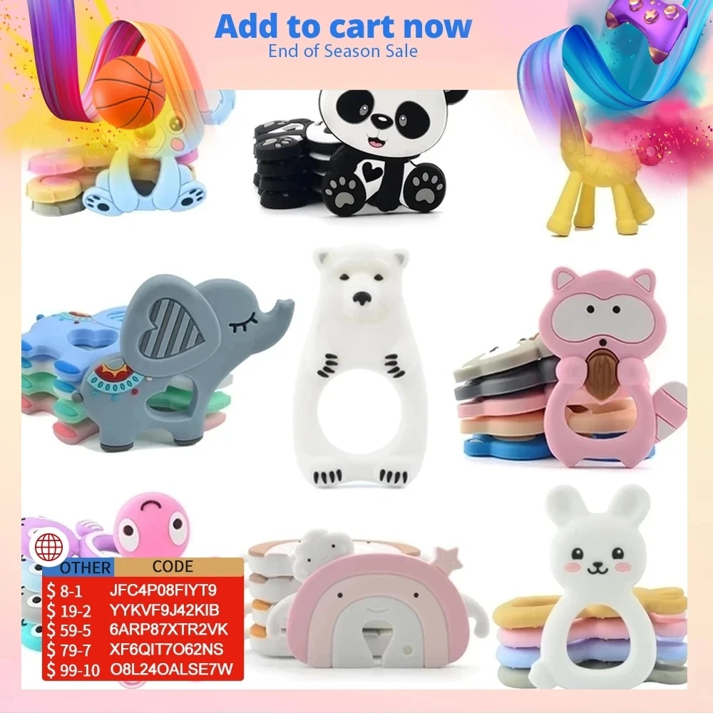 1pc Silicone Teether Cartoon Animal Baby Teething Toy Koala Teething Necklace Food Grade Infant Chewable Toys