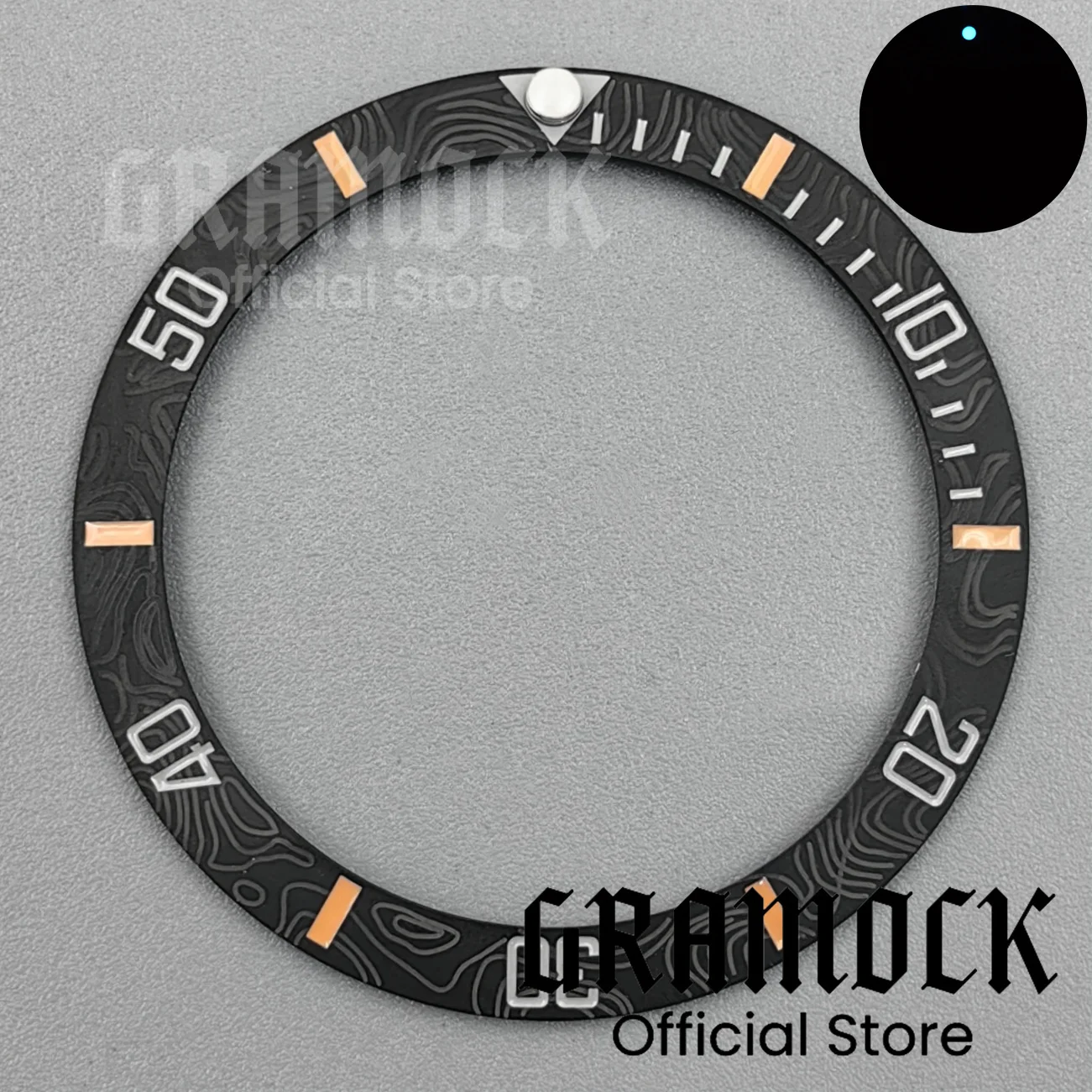 Carbon Fibre Tilted Ceramic Bezel with Blue Luminous Accents