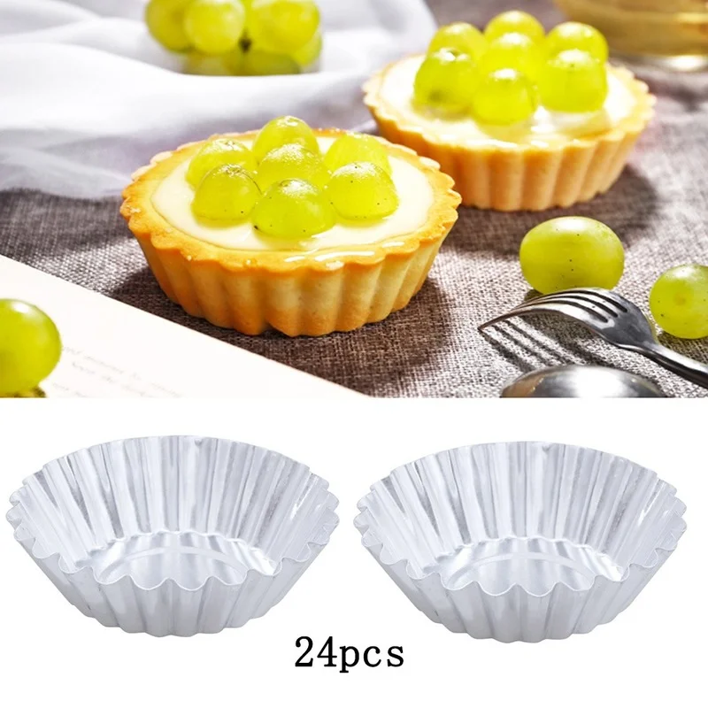 30pcs Nonstick Egg Tart Molds Metal Lined Mould Tin Baking Tool Cupcake