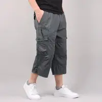 Men's Cargo Shorts Summer Loose Casual Pants Elastic Waist Large Size Outdoor Jogging Sweatpants Trend Multi Pockets 1