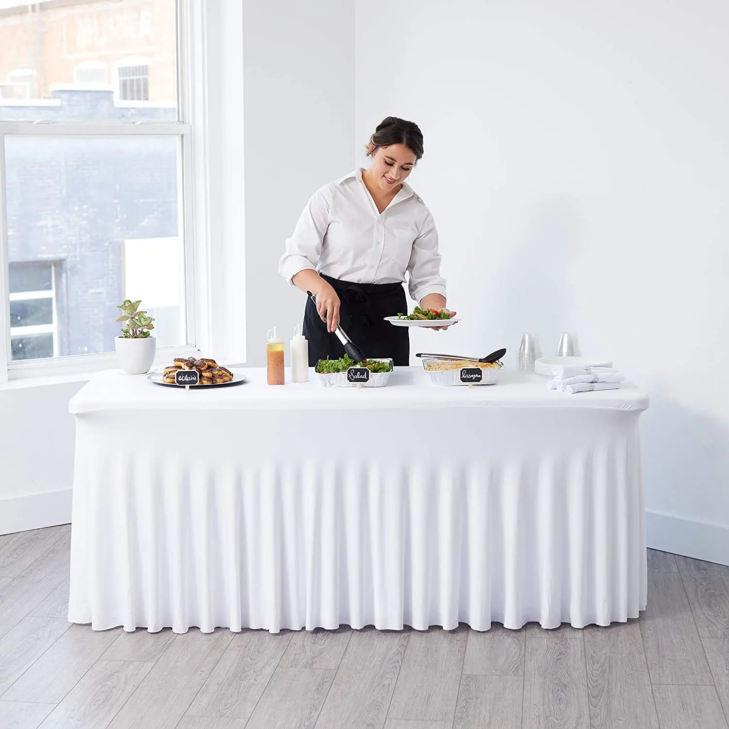 Description Picture 6 of itemStretch Rectangle Tablecloth Spandex Table Skirts Long Tables Washable Wrinkle Resistant Table Covers 6ft 4ft 8ft Fitted Table