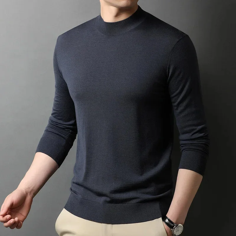 

Mernu Ultra-Fine Worsted Sweater Men's Thin Half Turtleneck Bottoming Shirt Spring and Autumn Long Sleeve Knitting