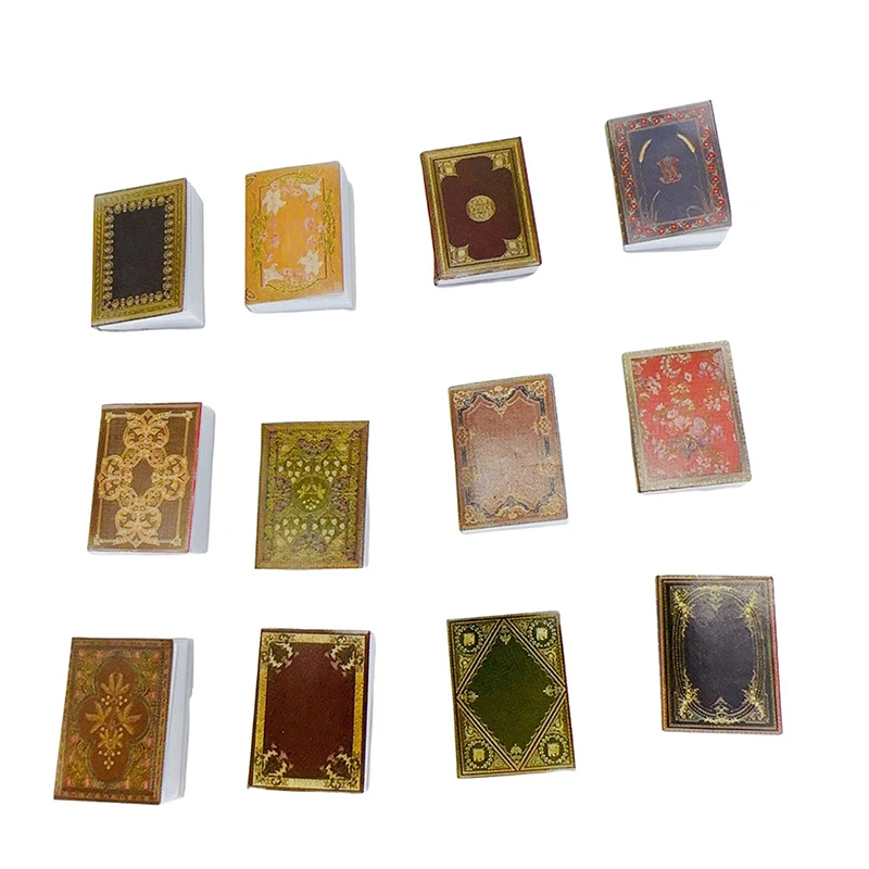 

12pcs/set 1/12 Scale Dollhouse Vintage Miniature Book Model Notebook Mini Pretend Play Doll House Furniture Decoration