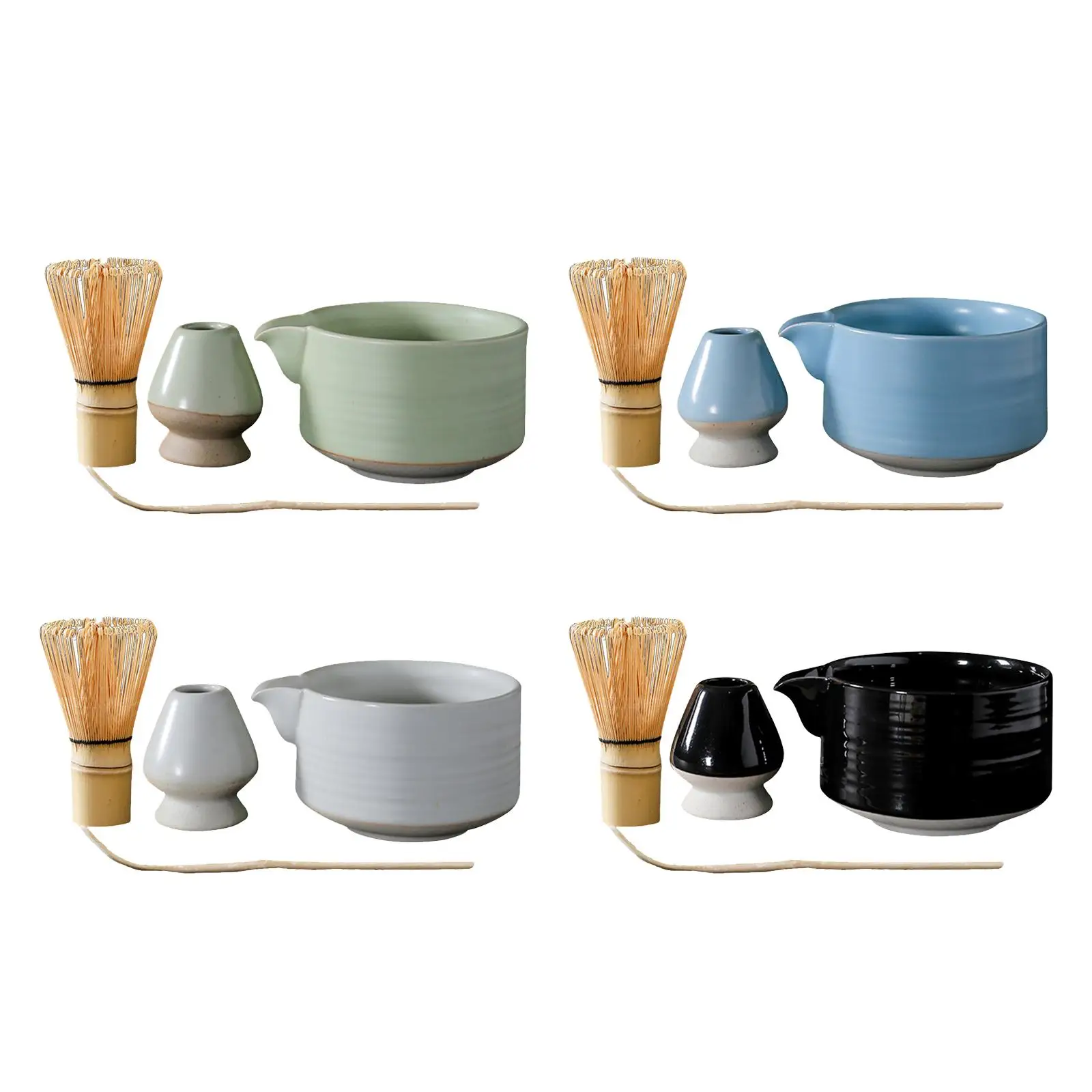 4Pcs Bamboo Matcha Whisk and Holder Bowl for Beginner 4pcs الخيزران مصفقة وهولدر وعاء للمبتدئين