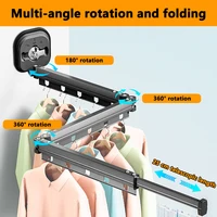 Sucker Retractable Cloth Drying Rack Collapsible Cloth Hanger Aluminum Wall Mount Indoor Space Saving Home Laundry Drying rack 2