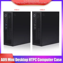 A09 mini desktop htpc computador caso para itx placa-mãe pequeno 1u/flex gaming pc caso chasis para casa e escritório usb3.0 & usb 2.0