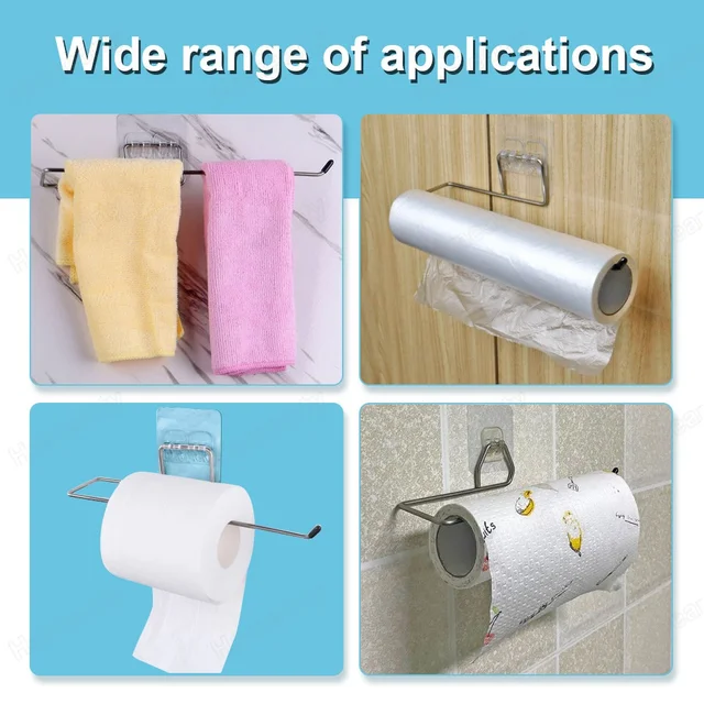 Wc-Papír Tartó, Önfalapító Fürdőszoba Törülközőtartó Szöveti Fogas Otthoni Tekercs Papír Tároló Állvány Függő Szervező - Image 4