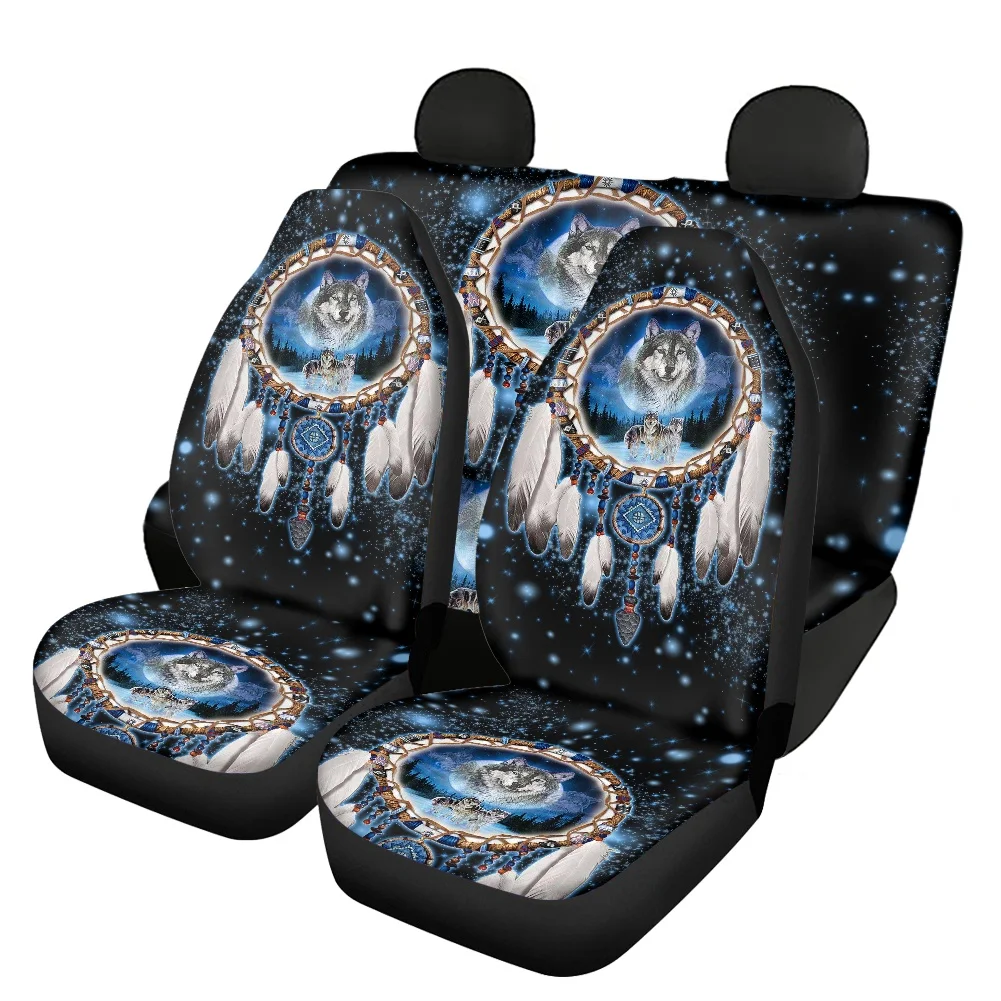 

3D Cool Wolf with Dreamcatcher Luxury Design Auto Seat Protector Universal Car Front Rear Seat Protector Fit SUV Non-slip Hot