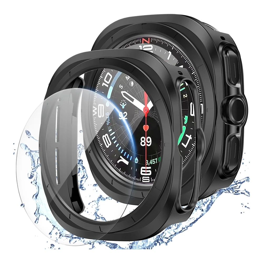 Case for Samsung Galaxy Watch Ultra 47mm Screen Protector Cover Protective Bumper Shell+Tempered Glass Film Galaxy Watch 7 Ultra