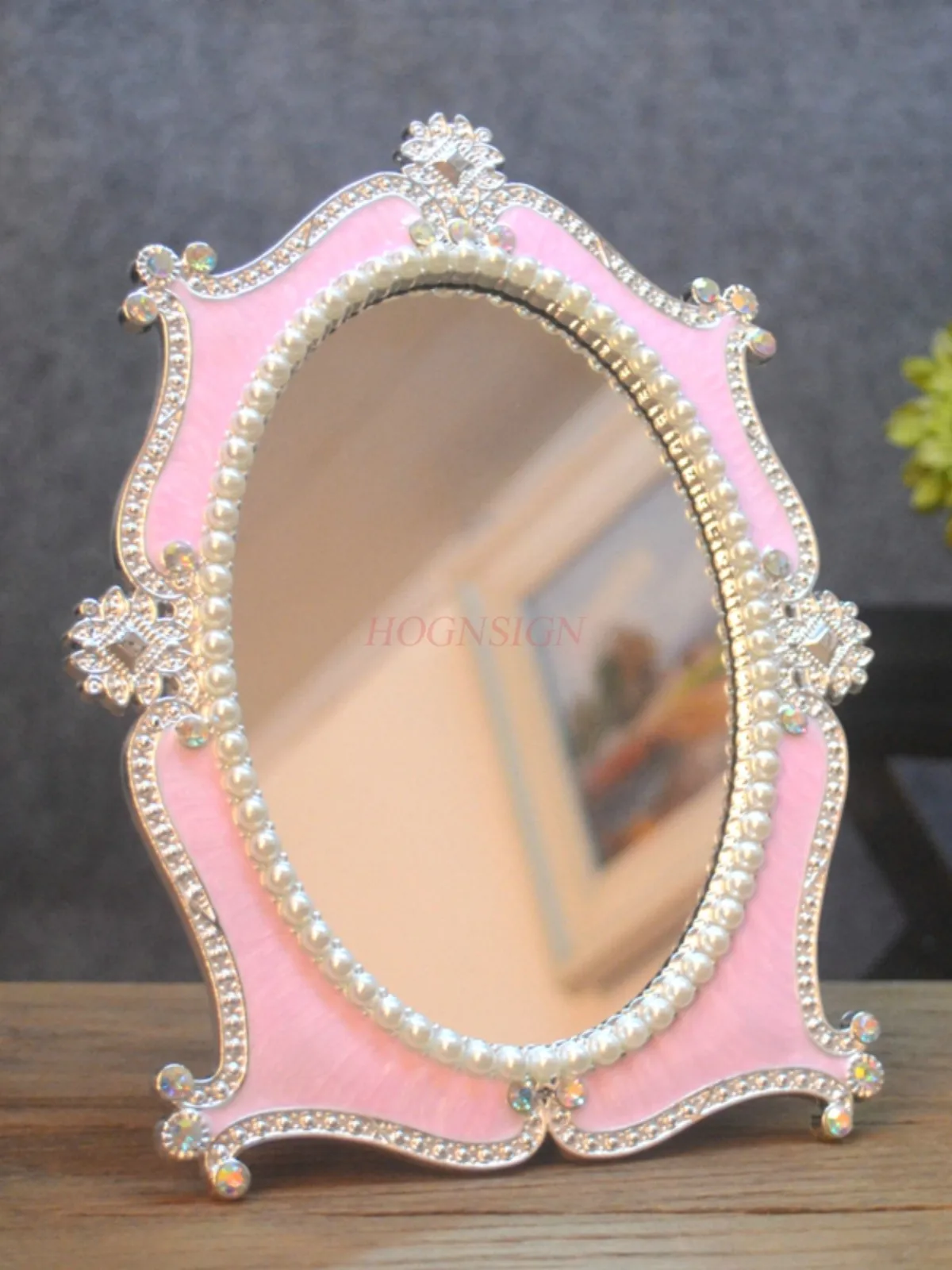 메이크업 공주 거울 테이블 장식 진주 타원형 창조적 개인화 된 선물