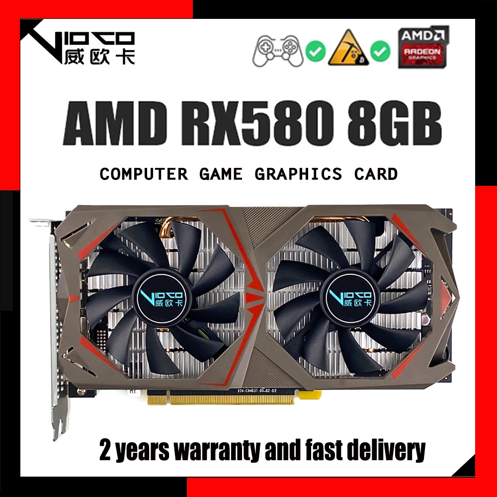 Vioco Rx 580 8 Gb 2048Sp Nuova Scheda Grafica Video Originale 256Bit Gddr5 Gpu Rx580 8 Gb 8G Per Computer Desktop Da Gioco