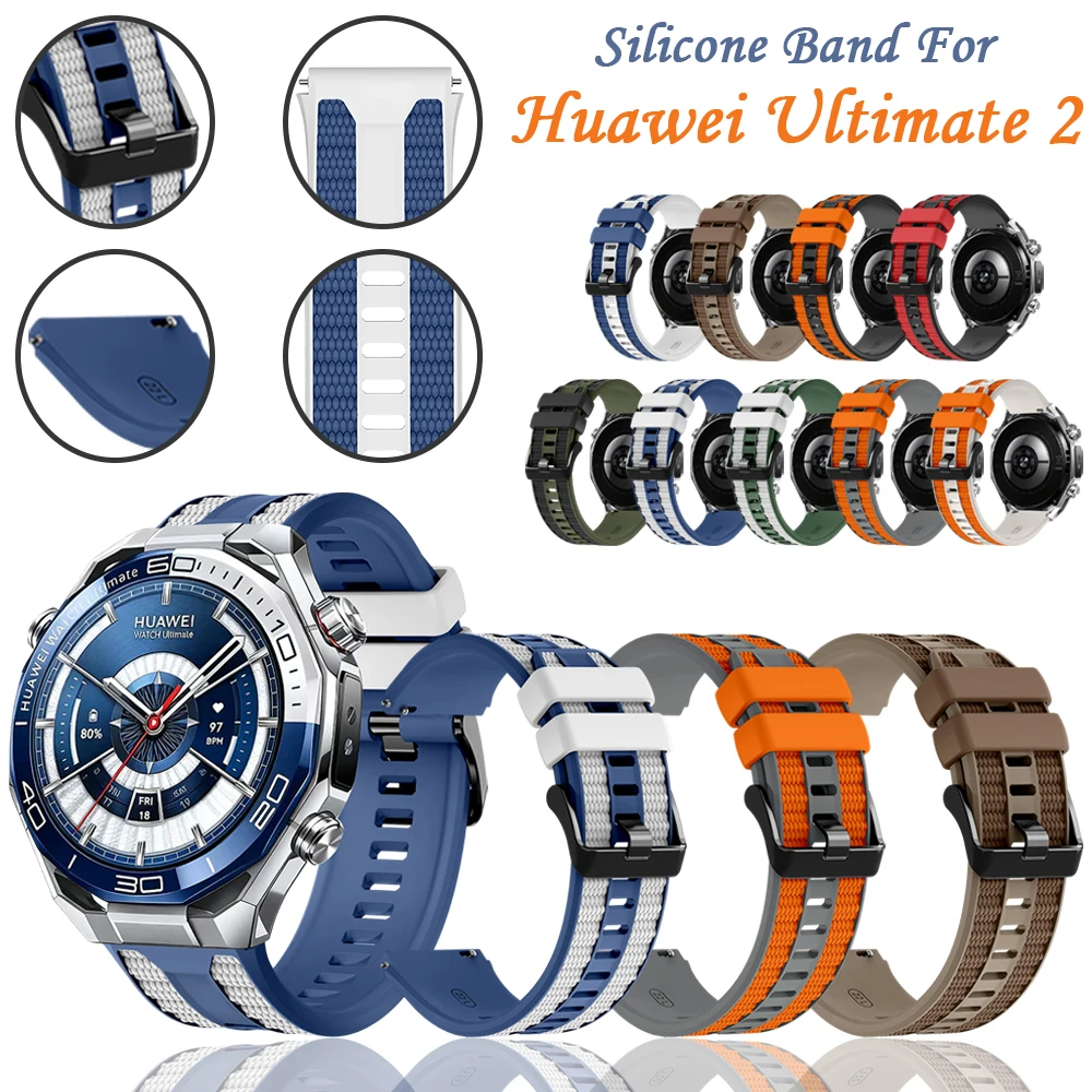 22mm Silicone Band for Huawei Ultimate 2 Two-tone Original Strap Sport Replace Wrist Band for Huawei Ultimate 1 2 GT6/GT6 Pro