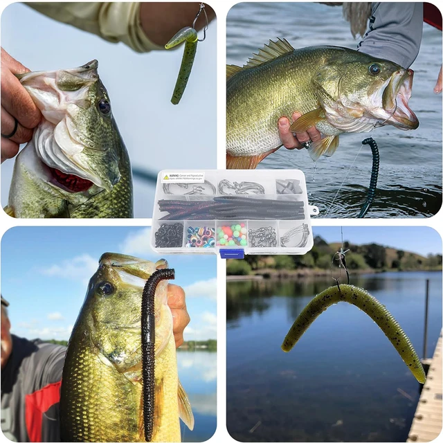 Fishing Kit 190Pcs Weedless Wacky Worm Hook For Bass Fishing Worm