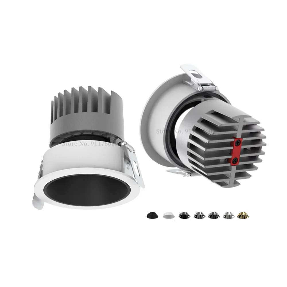 Round Recessed Anti-glare LED COB Spotlight CRI97 24&deg; 24W 30W Dimmable LED Downlight 10W 18W 20W Ceiling Spot Indoor Lighting led downlight recessed ceiling spotlight ceiling lamps