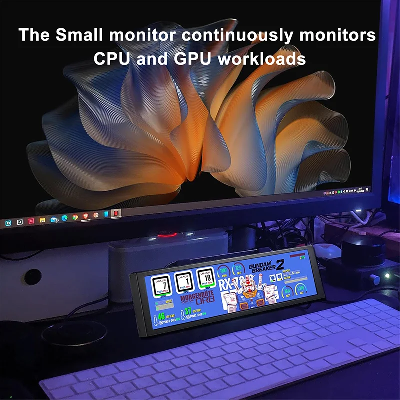 Wisecoco 7.84인치 미니 휴대용 LCD 모니터 CPU GPU 모니터링 IPS 보조 화면 디스플레이 (노트북 PC, 라즈베리 파이 4, Aida64 지원)