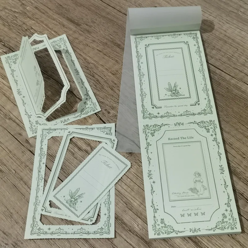 

40pcs Vintage Frame Hollow Writable Paper Material Paper Memo Pad Scrapbooking Decor Journal Memo Pads Retro Notes Stationery