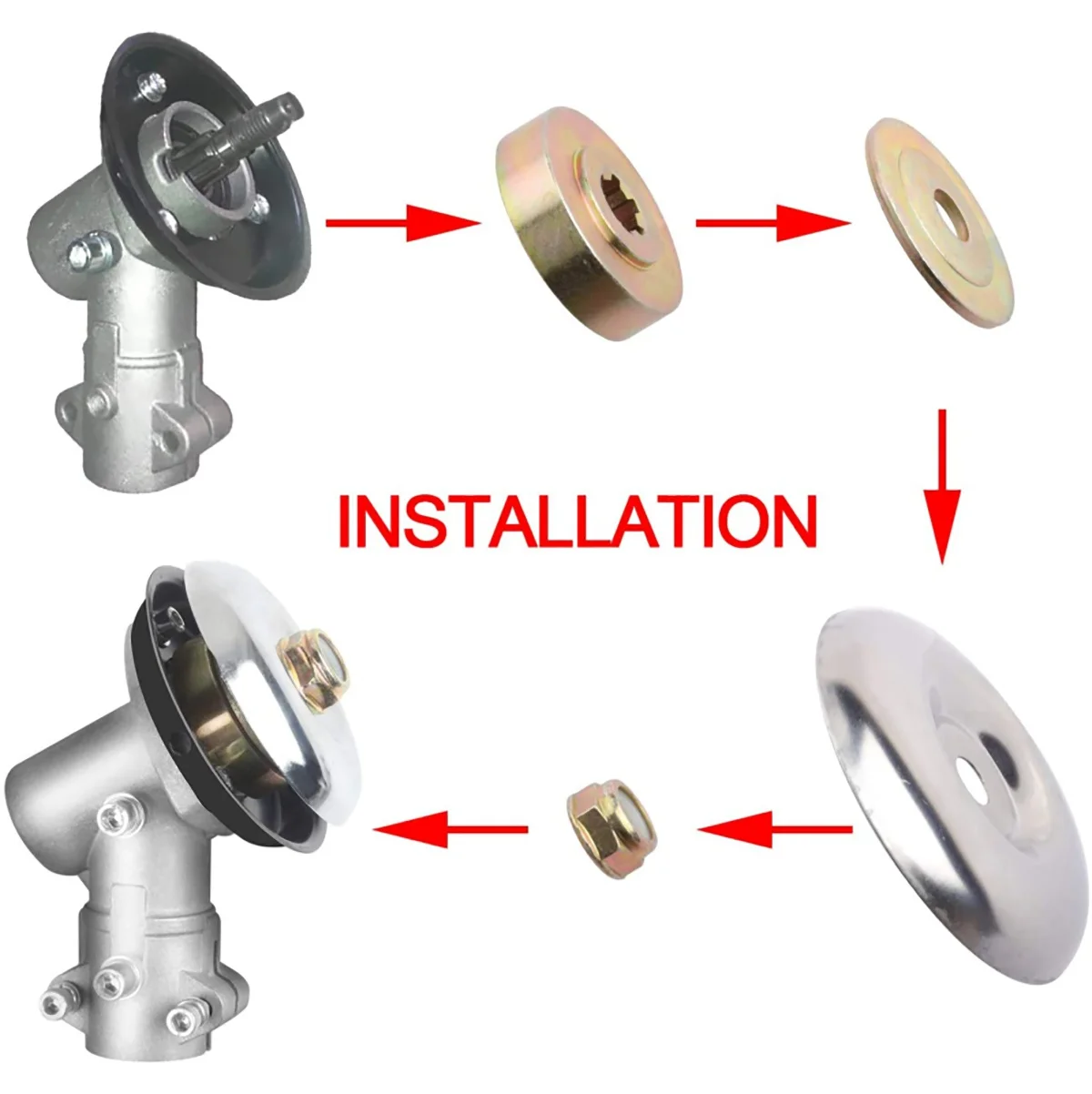 4x 잔디 트리머 헤드 어댑터 어 테치먼트 와셔 플레이트 유지 보수 키트 트리머 브러시 커터 블레이드 정원 도구 용 잔디 깎는 기계 블레이드