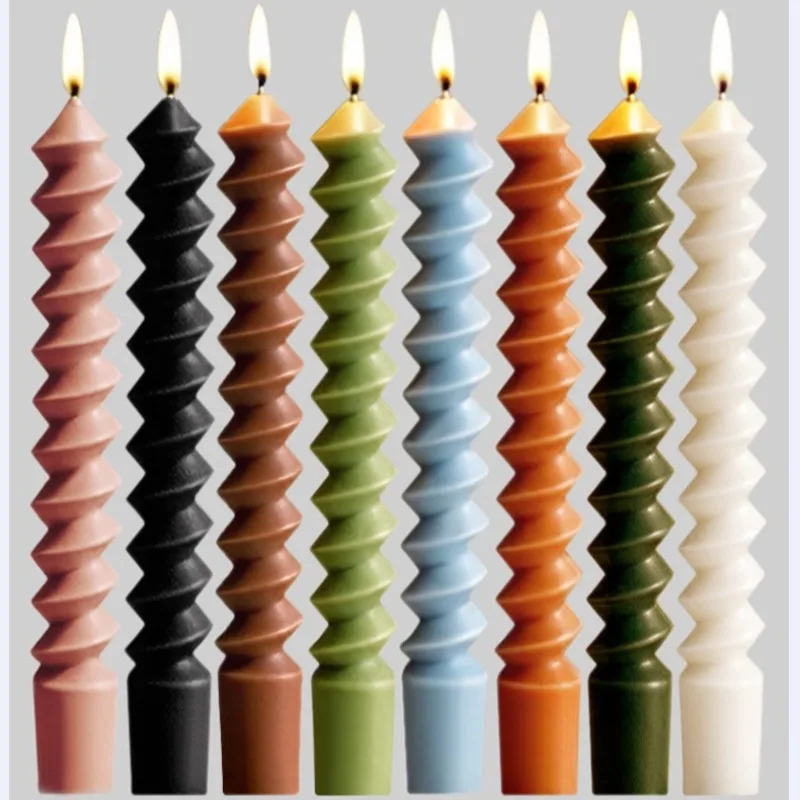 Flameless Taper Candles - Dripless Soy Wax Dinner Decor 25cm Spiral Decorative Candles Twisted Colored Candles Wedding Table Long Candles for Chandeliers 4