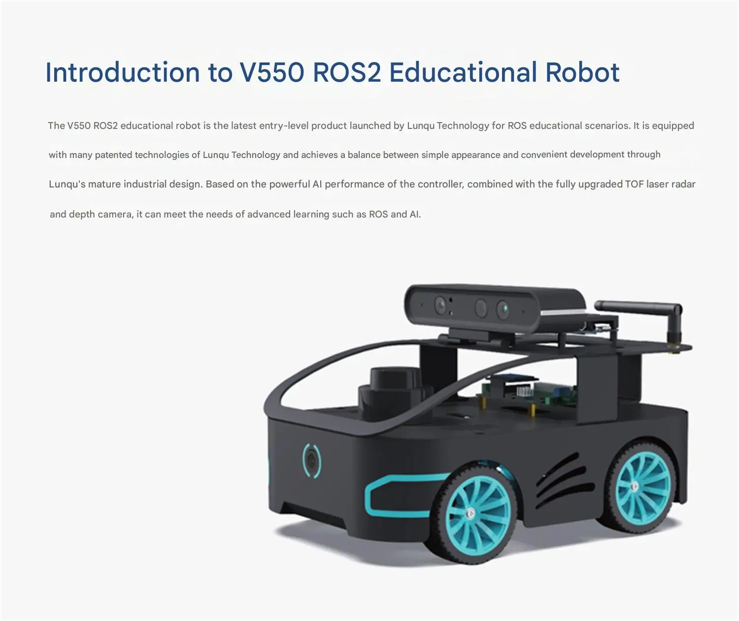 WHEELTEC V550 ROS2 educational robot, it comes with an artistic industrial desig