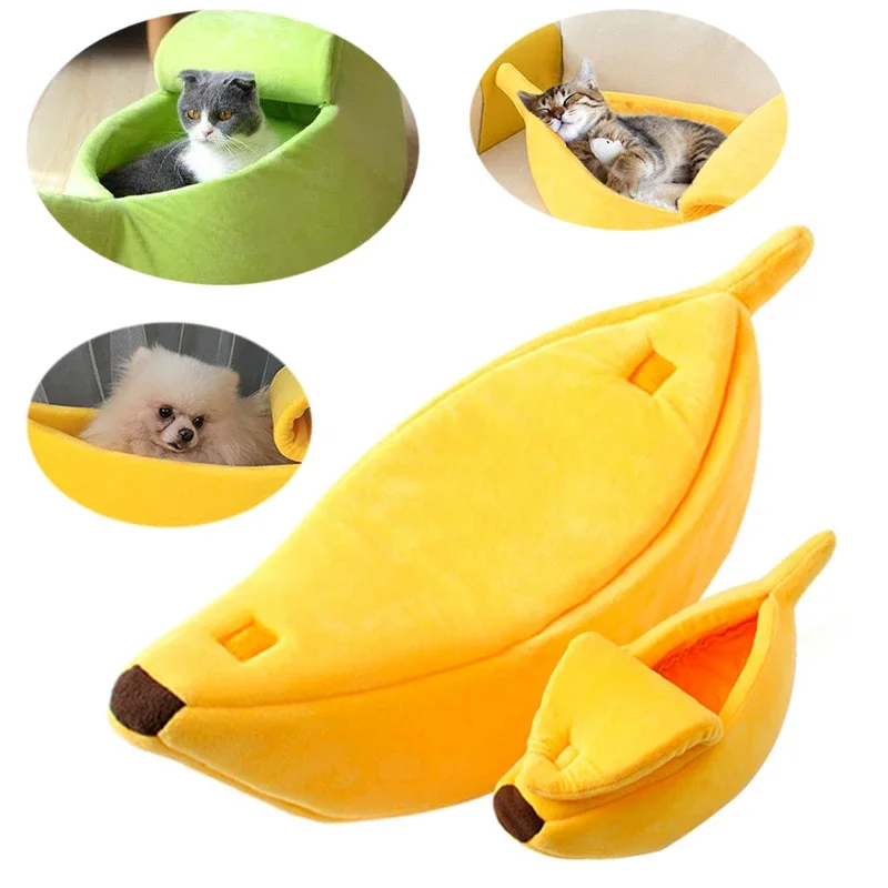 

Warm Banana Shaped Dog Cat Bed Cozy Basket Puppy Kittens Cushion Kennel Portable Pet Sleeping Mat Bed Cats Supplies Cat House