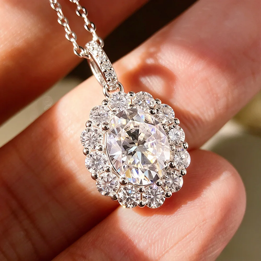 COSYA 럭셔리 타원형 컷 Moissanite 반지 목걸이 팔찌 세트 여성용 100% S 웨딩 신부 보석 고급 보석 선물