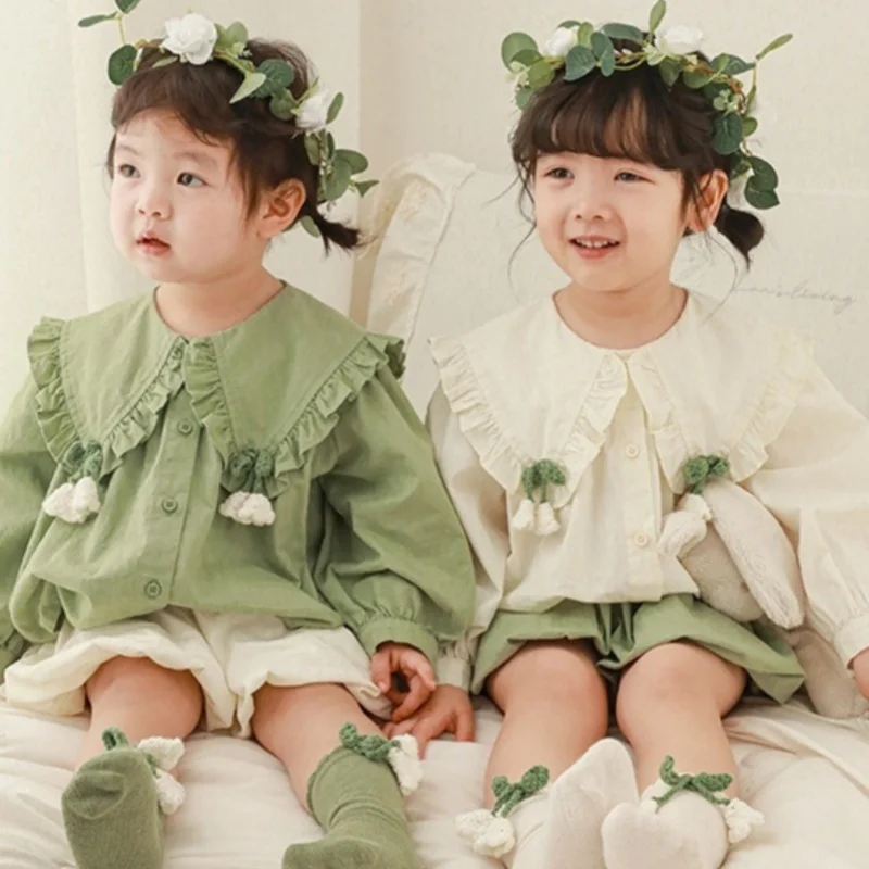 

Детская блузка для девочек, пальто, куртка, верхняя одежда, милые рубашки на весну и осень, хлопковая верхняя одежда, уличная одежда для малышей, детская одежда, 2024