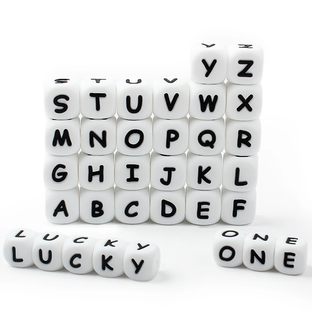 Set of 10 Silicone Alphabet Beads for Personalized Jewelry - BPA Free