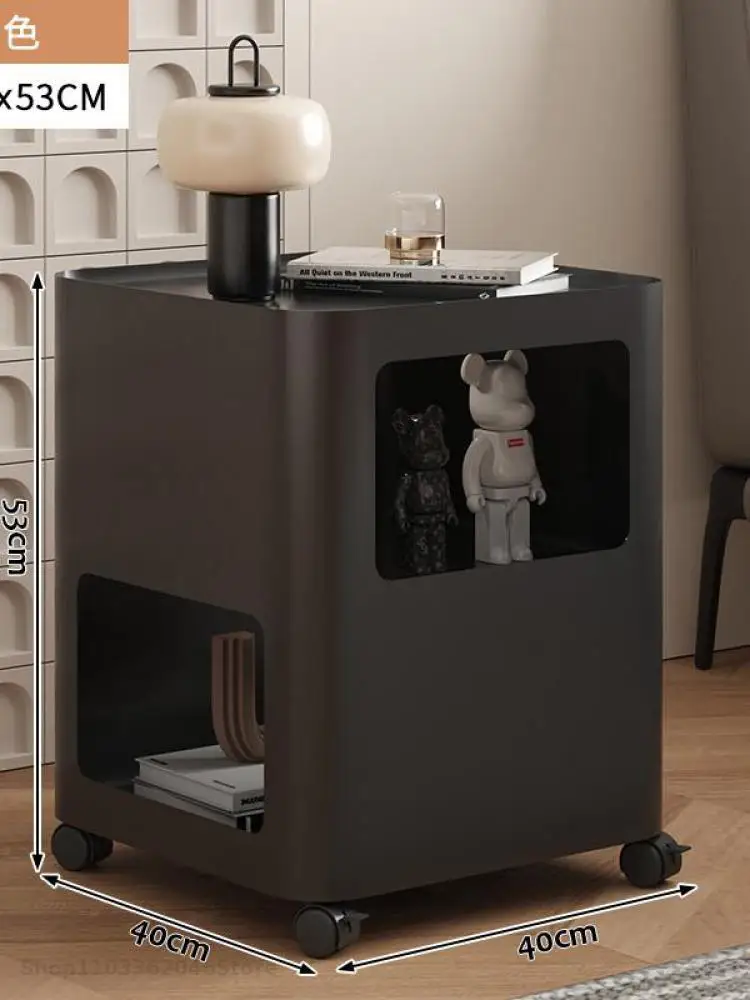 Movable Cart Bedroom Bedside Table Side Cabinet Simple Wheeled Coffee Table Sofa Side Storage Rack Corner
