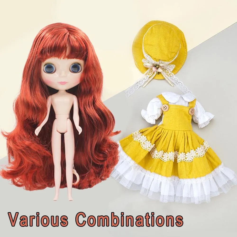 DBS Blyth 7 이동식 관절 소녀 원피스, 3D 눈 장난감, 옷 포함, 어린이 장난감, 소녀 선물, 30cm