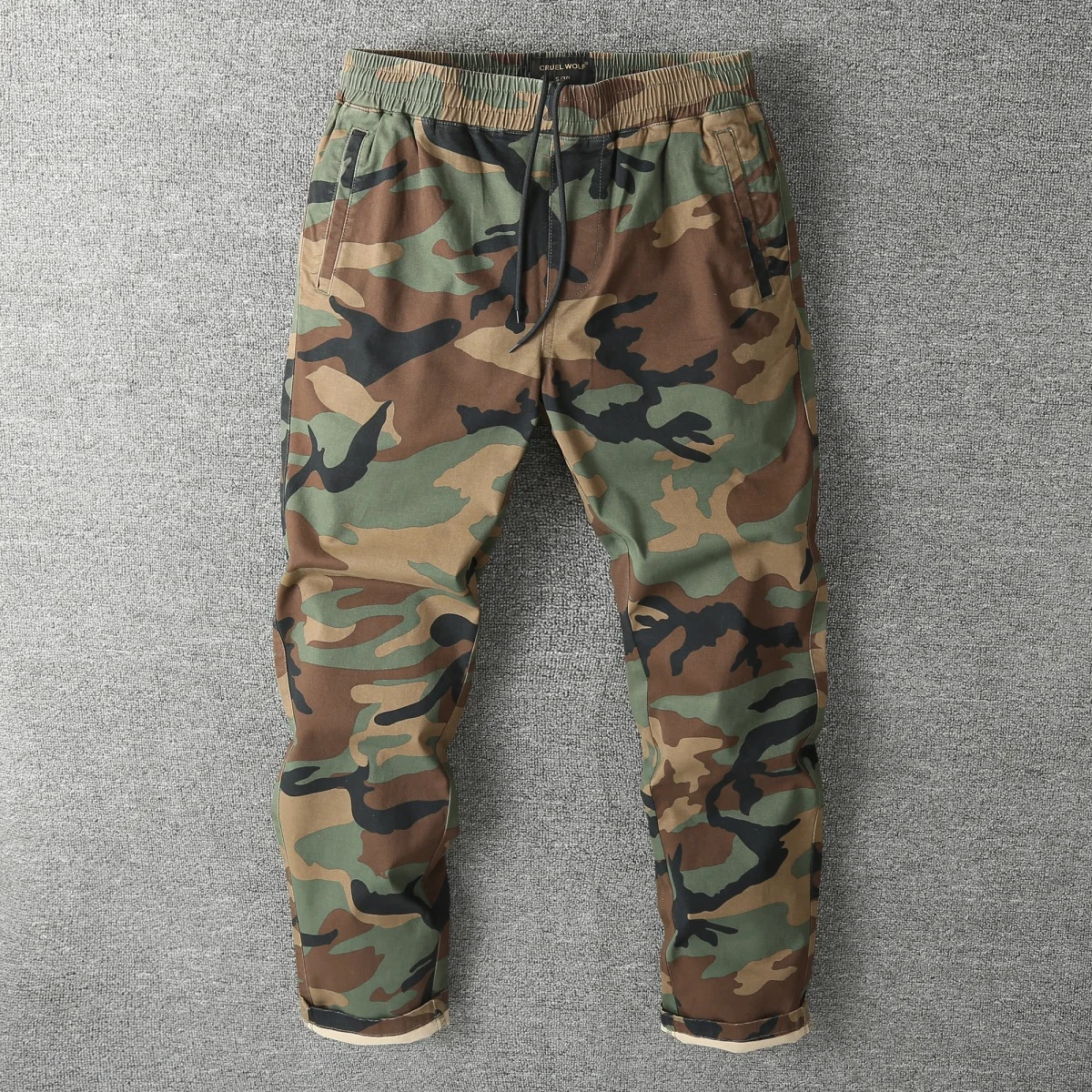 Autumn New Men's Casual Pants, Cotton Camouflage Cargo Pants, Plus Size Loose Outdoor Hiking Pants