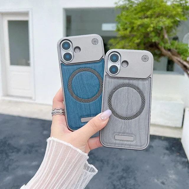 iPhone Wood Grain Magnetic Leather Case 2