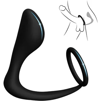 Penis Cock Ring Anus Prostate Massage Organ Anal Plug Cockring for Men Silicone Male Adult Products Sex Toys Masturbator P-Spot 6