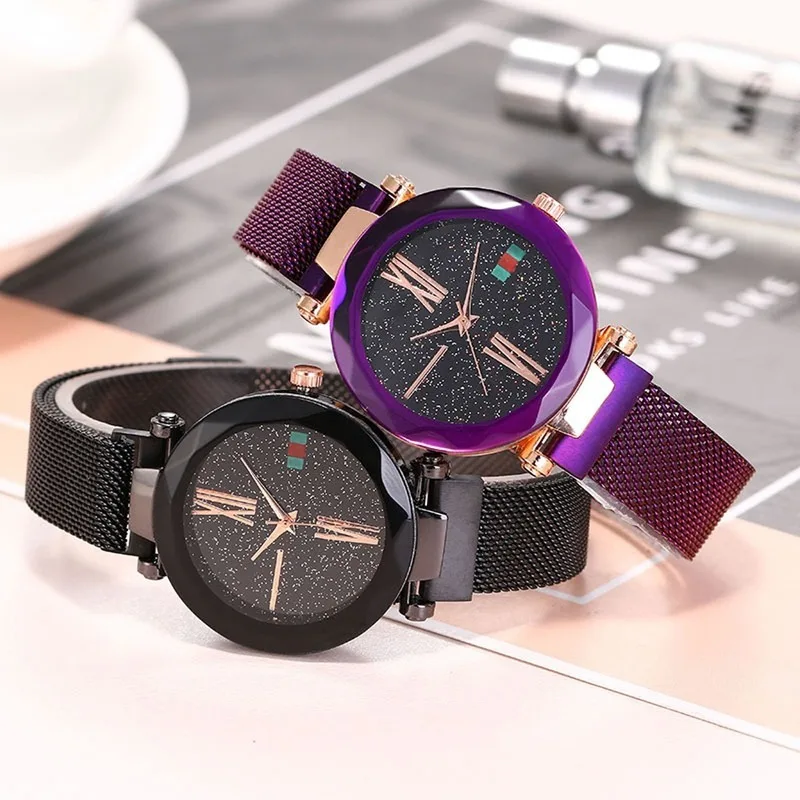 

Luxury Women Watches Minimalism Starry Sky Magnet Buckle Fashion Casual Female Wristwatch Waterproof Roman Numeralчасы женские