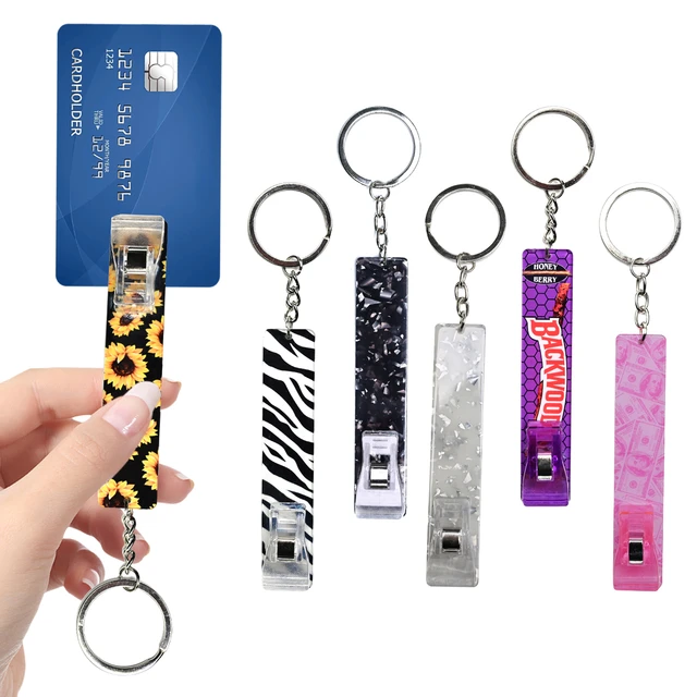 Credit Card Puller, Cute Acrylic Debit Bank Card Grabber For Long Nails Atm  Keychain Card Clip For Long Nails Keychain--black