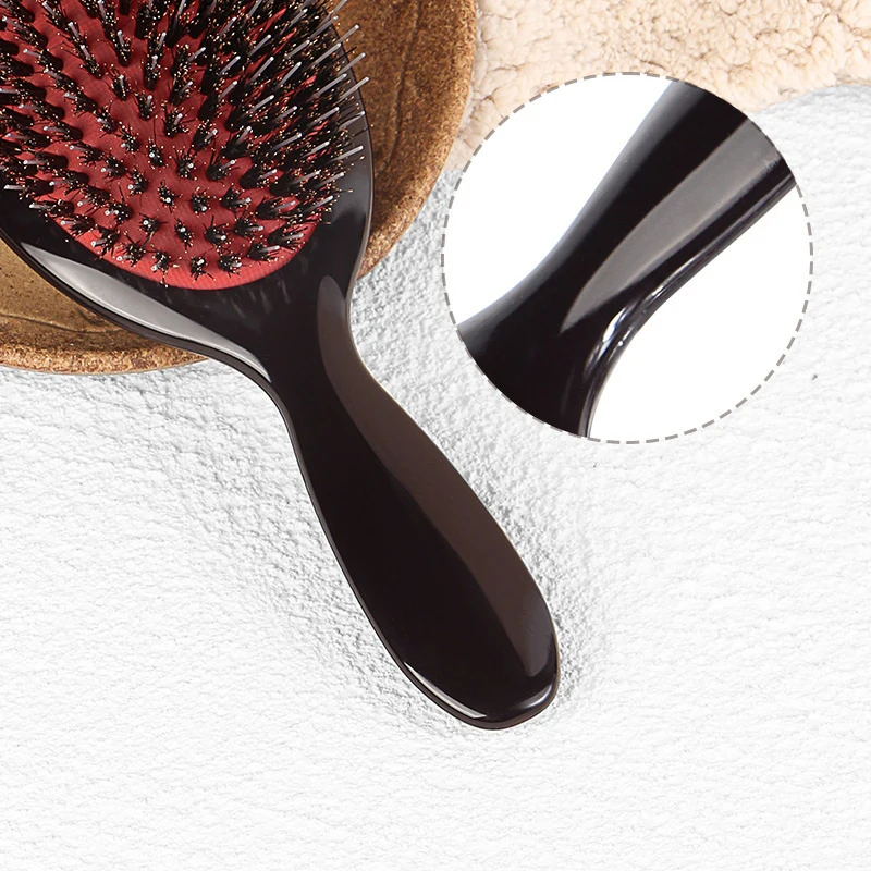 Description Picture 4 of item1PC Oval Boar Bristle & Nylon Hair Comb Mini Anti-static Hair Scalp Massage Comb Hairbrush Salon Hair Brush Styling Tool
