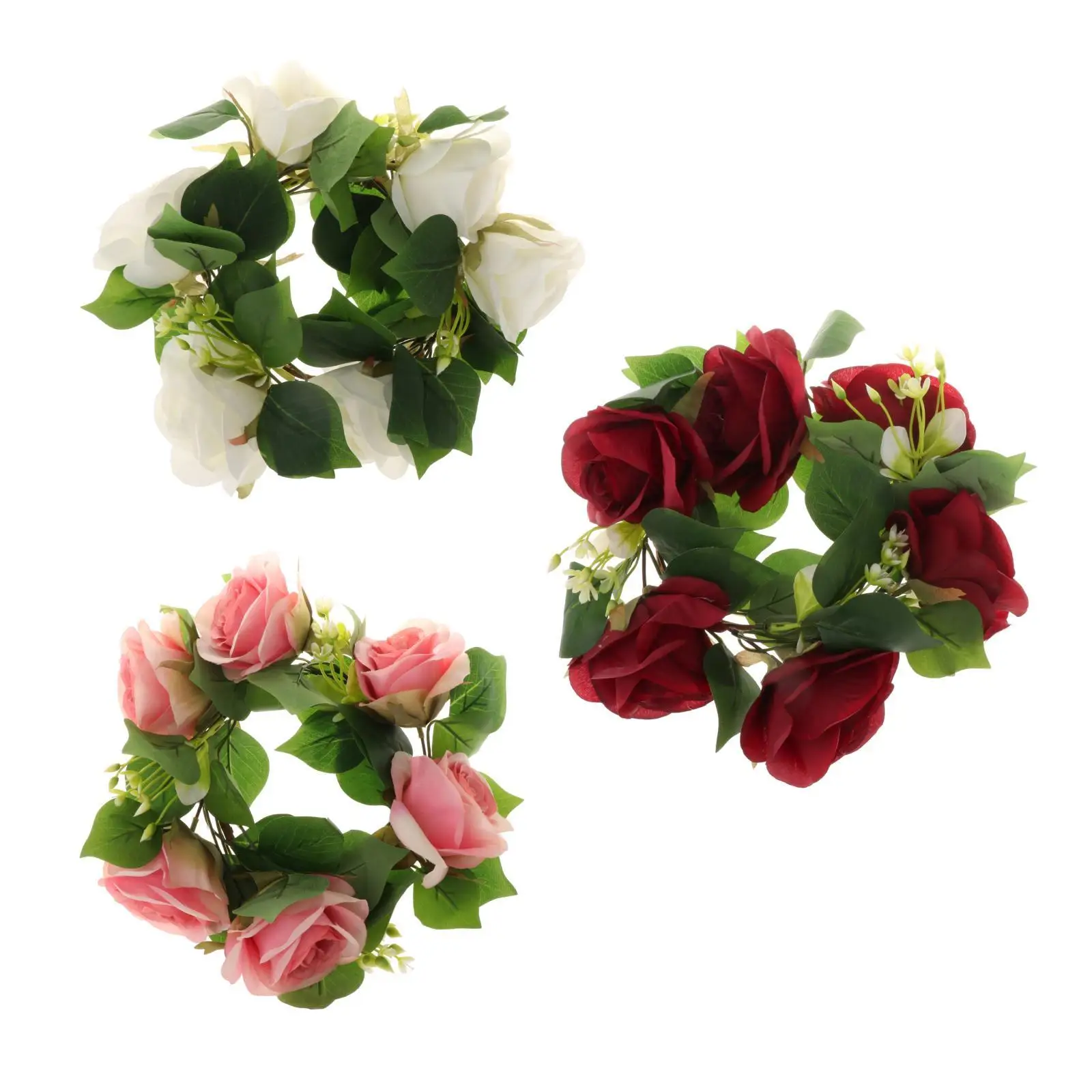 Silk Flower Candle Ring Wreath Candle Garland for Restaurant Dining Room