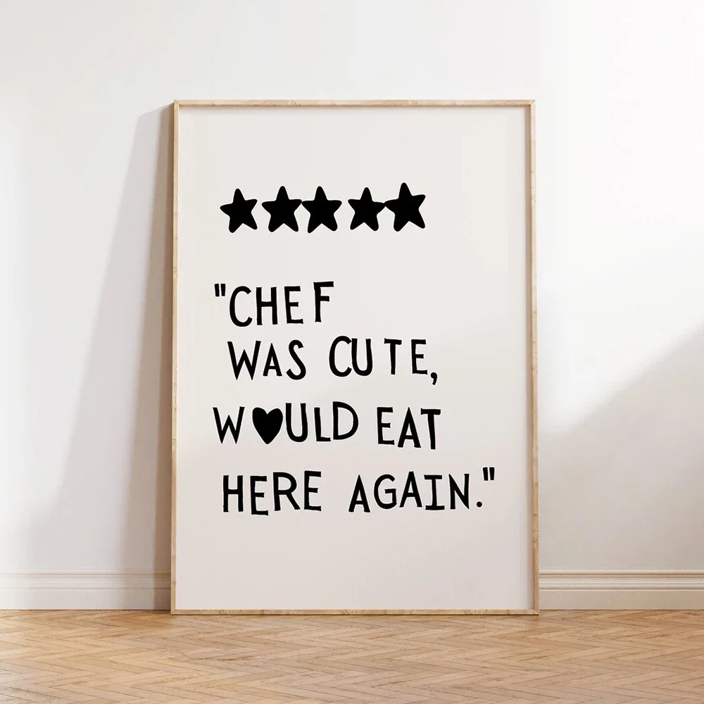 minimalist heart black chef motivational quotes cute cooking art wall art canvas painting posters for kitchen room home decor - aliexpress
