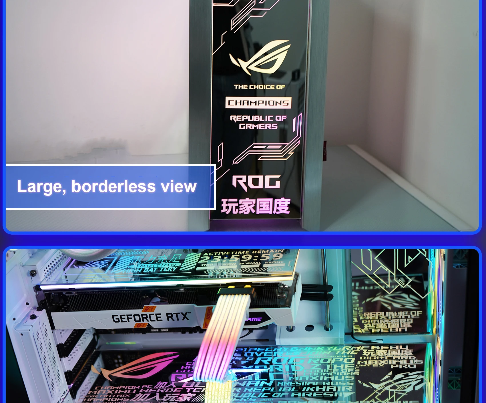 painel de espelho rog strix helios chassis iluminação diy computador sudário argb asus strix república dos jogadores mod reflexão