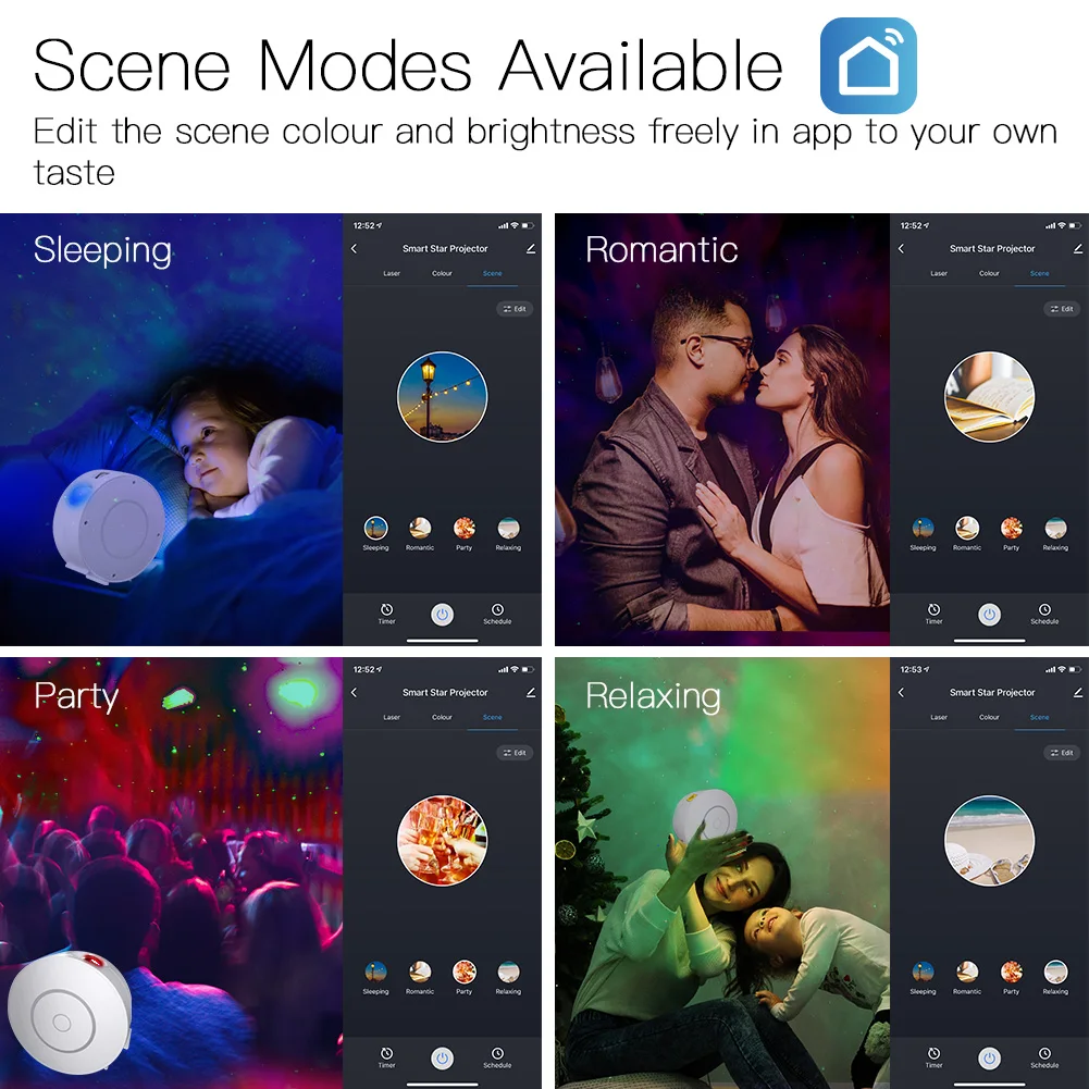 Star Projector Lamp WiFi Tuya Smart Galaxy Laser Starry Sky Projector Waving Night Light Colorful APP Wireless Control Alexa Google