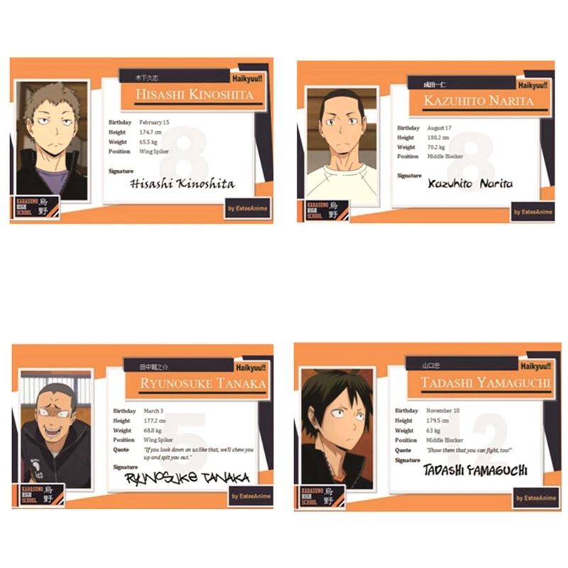 

Japan Anime Haikyuu!! Hinata Shoyo Kageyama Tobio Figures Collective Card Student ID Card Comic Fans Cosplay Toys