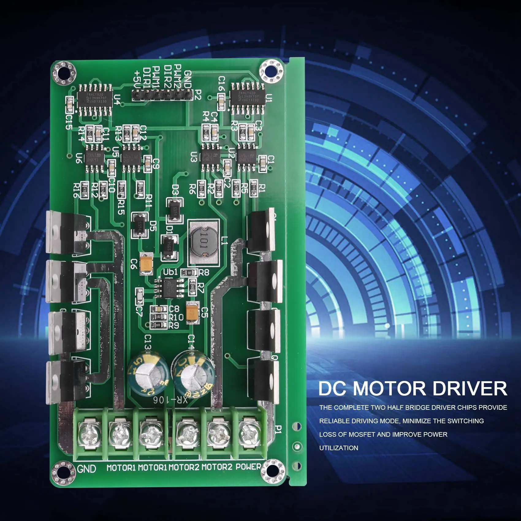 H-Bridge DC 듀얼 모터 드라이버 PWM 모듈, DC 3  36V, 15A 피크 30A, IRF3205, 아두이노 로봇 스마트 카용 고전력 제어 보드